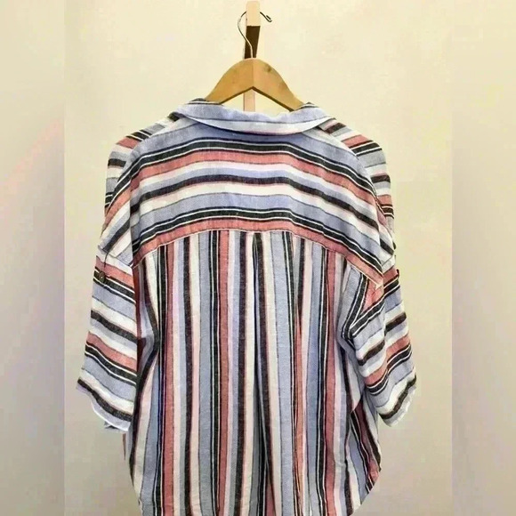 Women’s LAUNDRY by Shelli Segal Button Front Shirt in Blue Multi Stripe - Picture 12 of 13